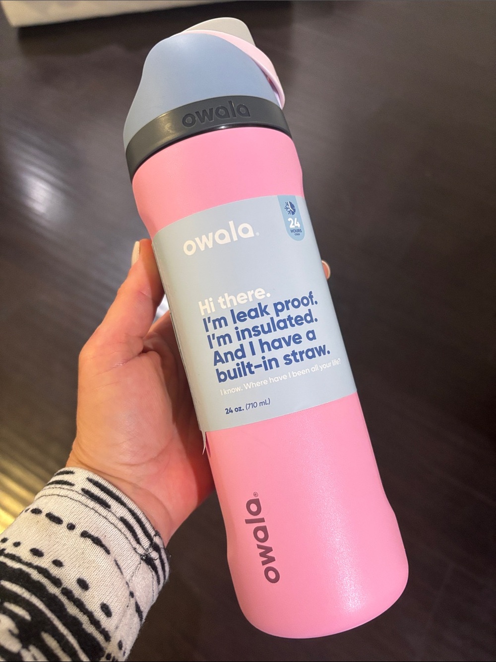 NEW owala Pink & Light Blue Insulated Bottle with Built-In Straw